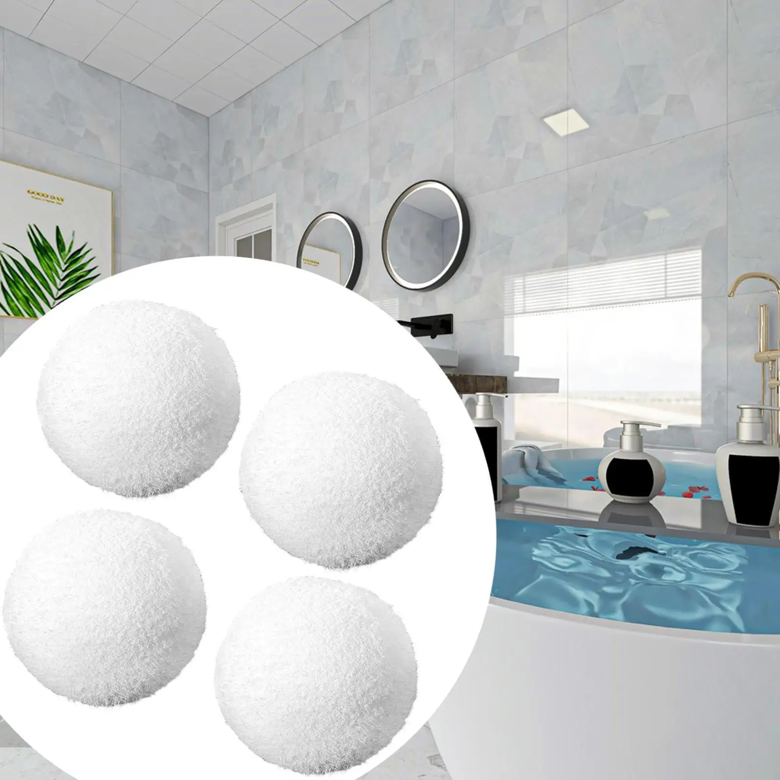 

4 шарика для накипи из губки, 3-дюймовые шарики с плавающим фильтром для бассейна