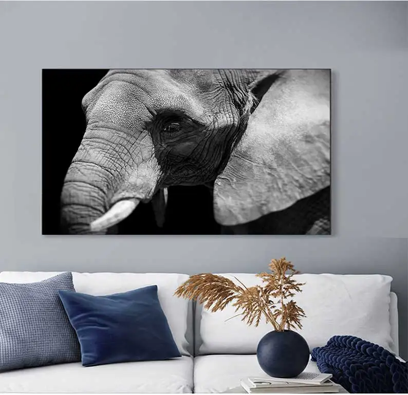 Black Africa Elephants Wild Animals Canvas Painting Scandinavia s and Prints Cuadros Wall Art Pictures For Living Room