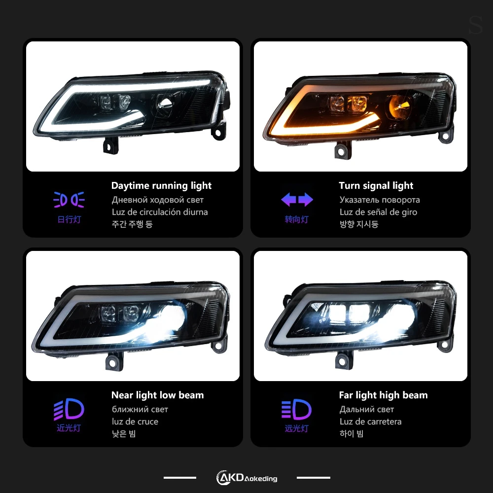 AKD gaya mobil untuk Audi A6 lampu depan 2005-2011 A6 S6 C6 lampu depan LED sinyal dinamis animasi DRL LED Aksesori Mobil