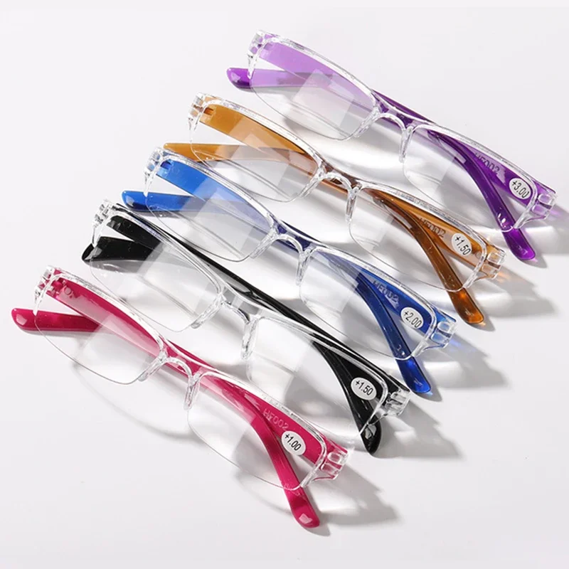 Gafas de lectura clásicas de medio marco para mujer, gafas transparentes para miopía, gafas Retro antifatiga para hipermetropía + 1,0 a + 4,0