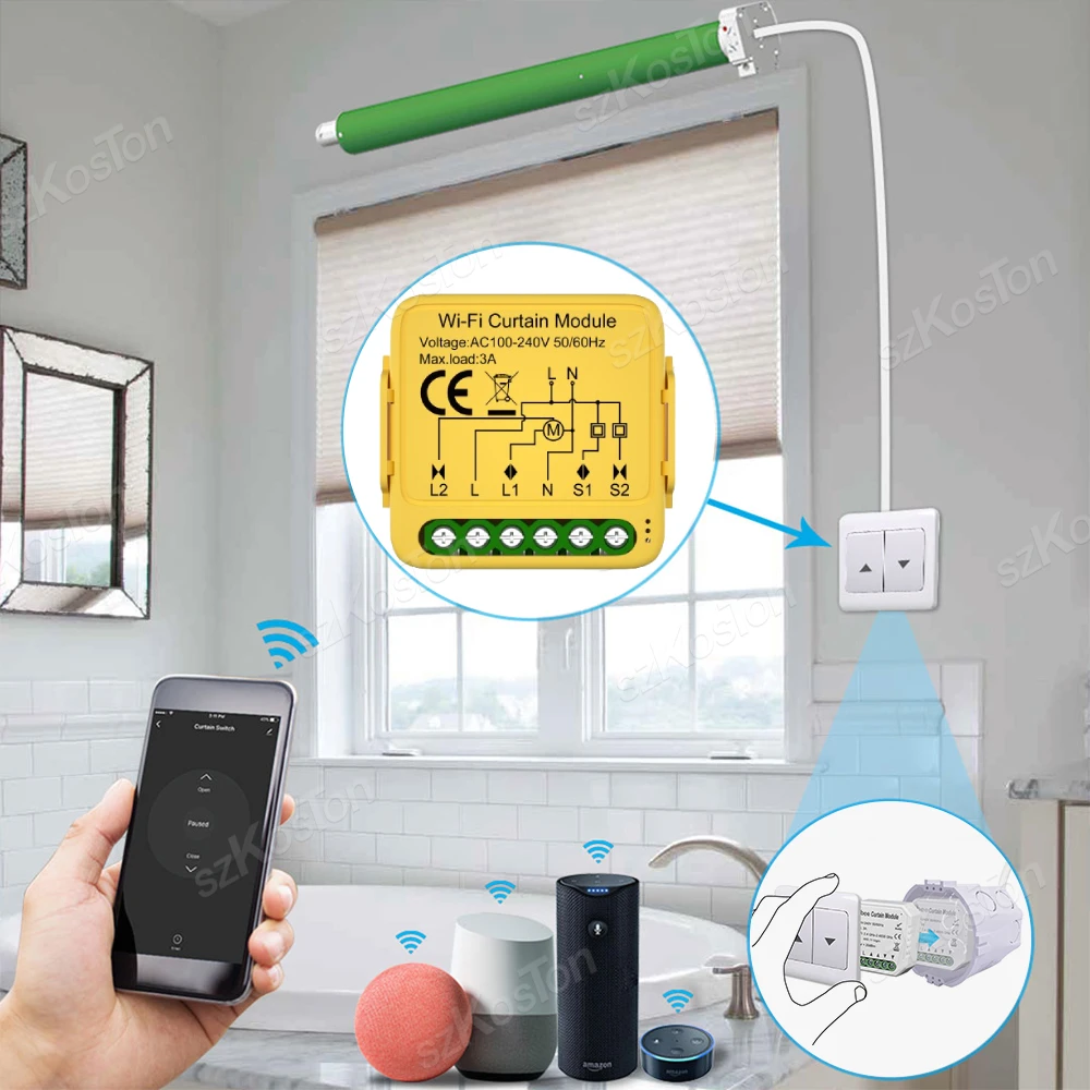 Tuya ZigBee WiFi Smart Curtain Switch Module Connect Roller Shutters Blinds Motor Timed Voice Control For Alexa Google Home