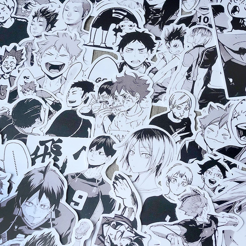 

Anime Haikyuu!! Shoyo Hinata Cosplay Waterproof Decorative Black and White Manga DIY Sticker Phone Paster Collage Material