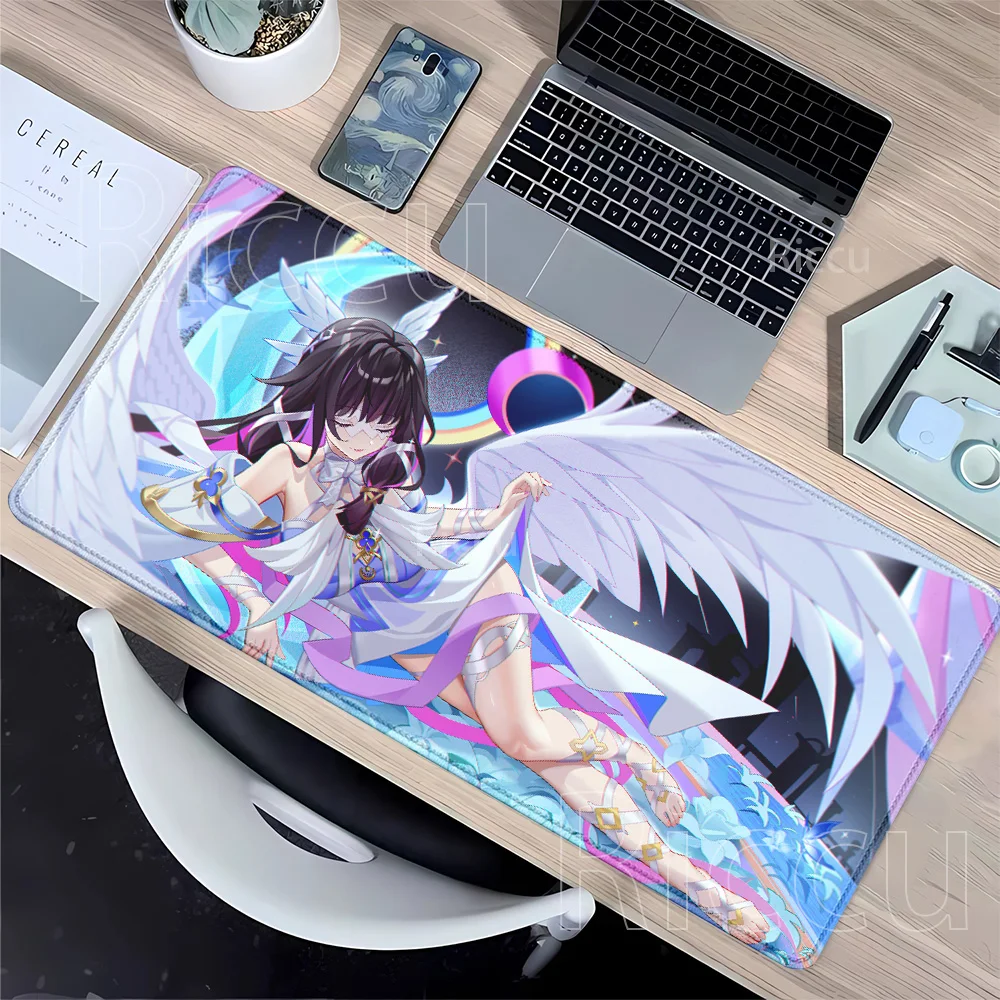 Mauspad Columbina Genshin Impact PC Gaming Computertastatur Gummi-Overlock-Mauspad HD-Druck Büro Rutschfeste XXL-Schreibtischunterlage