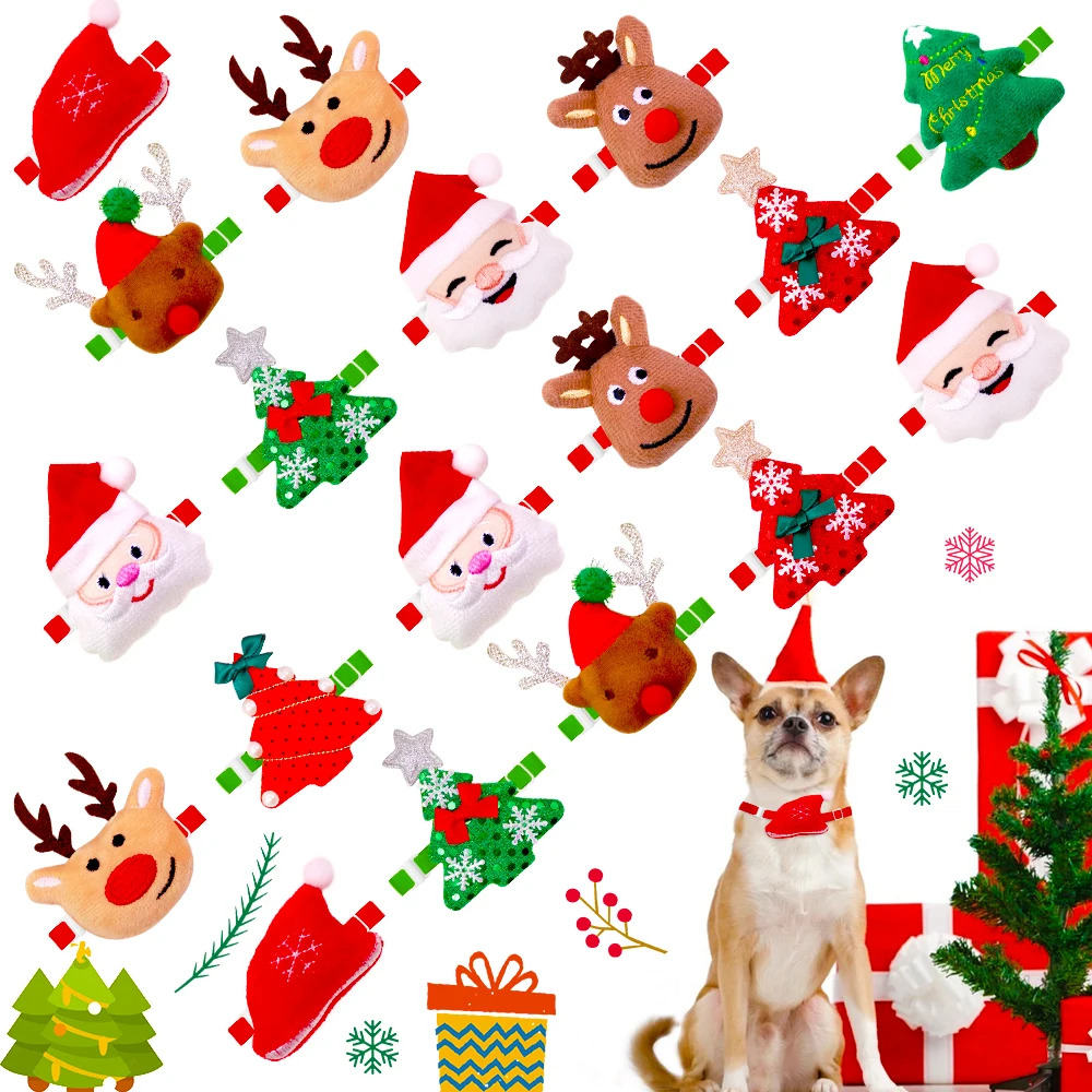 5/10PCS Christmas Dog Bow Tie Elk Christmas Tree Decoration Adjustable Winter Pet Collar For Dogs Pet Dog Supplies