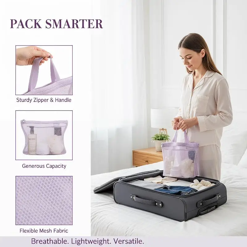 Portable Mesh Travel Toiletry Bag Multifunctional Storage Pouch For Gym Bath Sundry Cosmetic Makeup Organizer Accessories ****