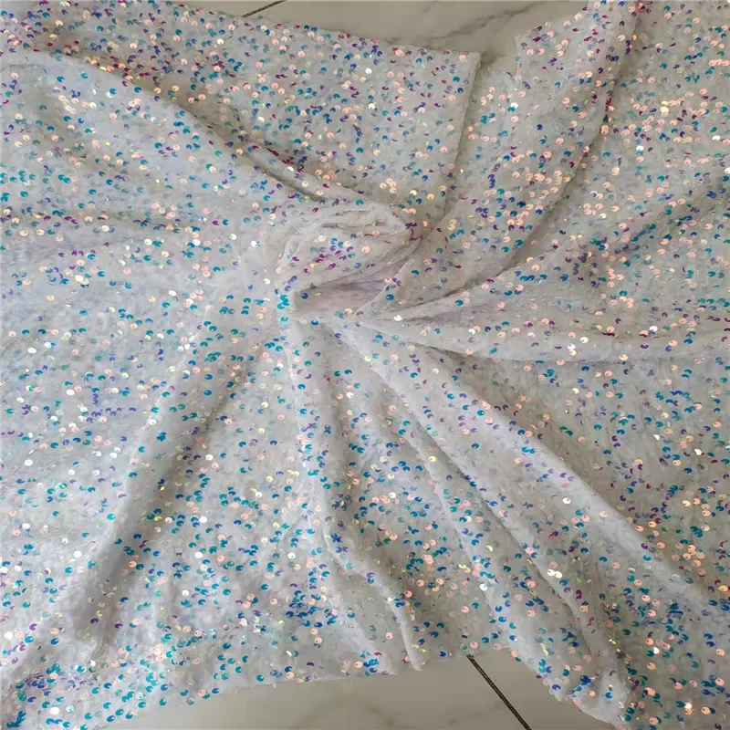 0.5 Yards Stretch Sequins Embroidery Clothing Handicrafts DIY Making Sewing Fabrics Doll Clothing Fabrics Shiny Sexy Dress