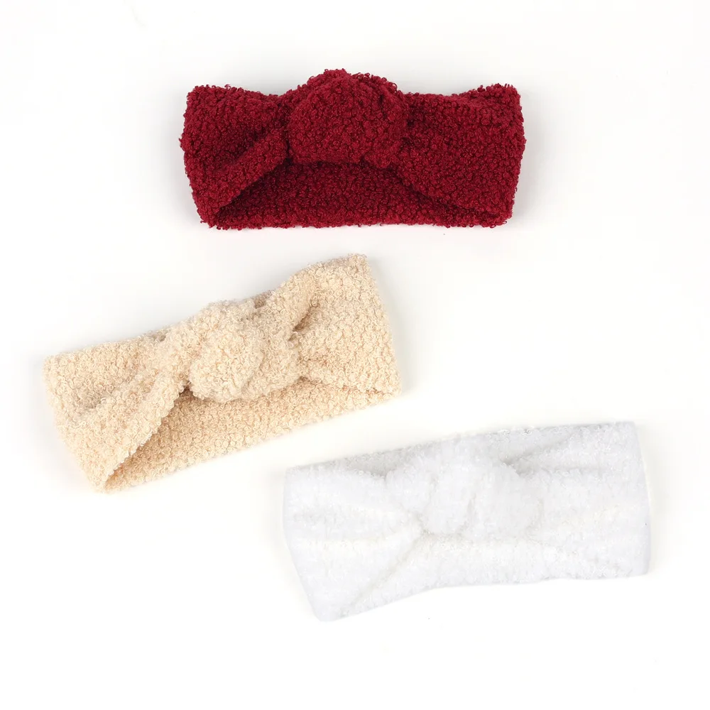 Baby Stirnbänder Teddy Stoff Stirnband Mädchen Haarband Knoten Top Turban Kinder Haarschmuck Neugeborenen Herbst Winter Headwrap – Detail 8