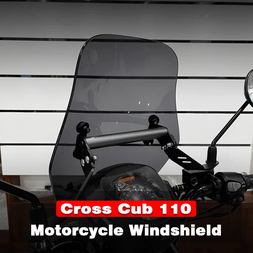 Fits CC110 Windshield Deflector Motorcycle Wind Screen PC Windshield Transparent Smoke Gray For HONDA Cross Cub 110 Accessories