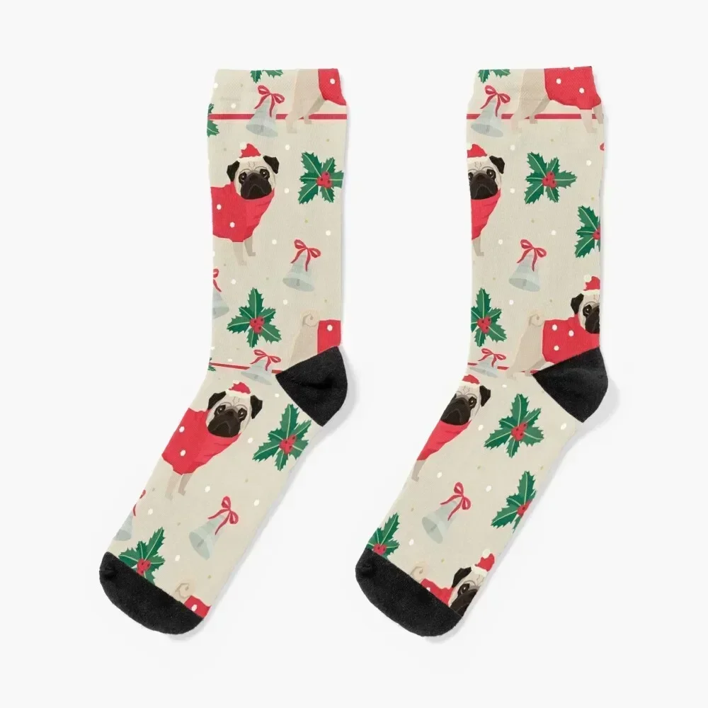 Christmas pattern of pug dog dressed as Santa Claus Socks luxe gifts Socks For Man Women's