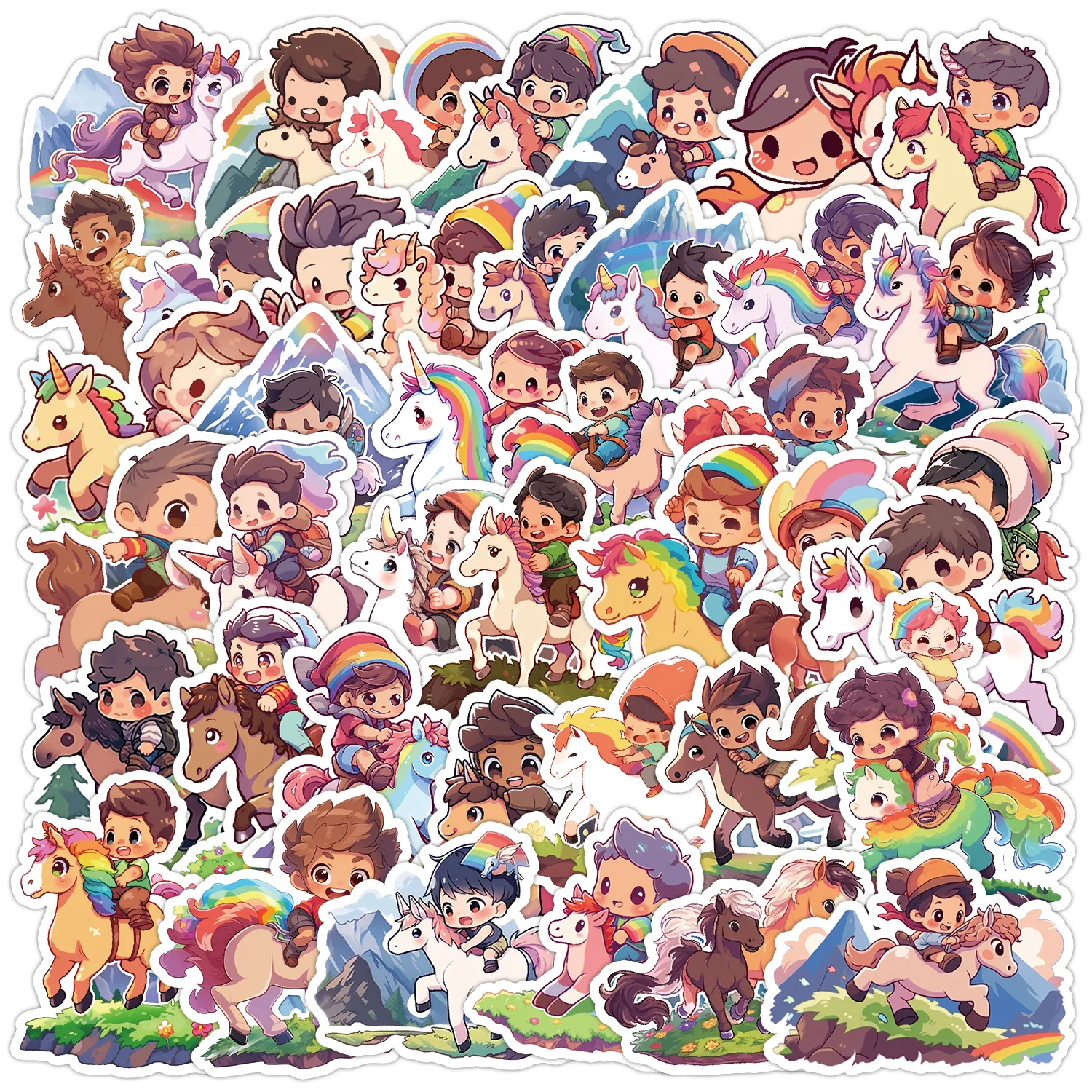 

10/30/50PCS Cartoon Little Boy Riding a Horse Cute Graffiti Sticker Waterproof Decal Kids Toy DIY Scrapbook Laptop Sticker