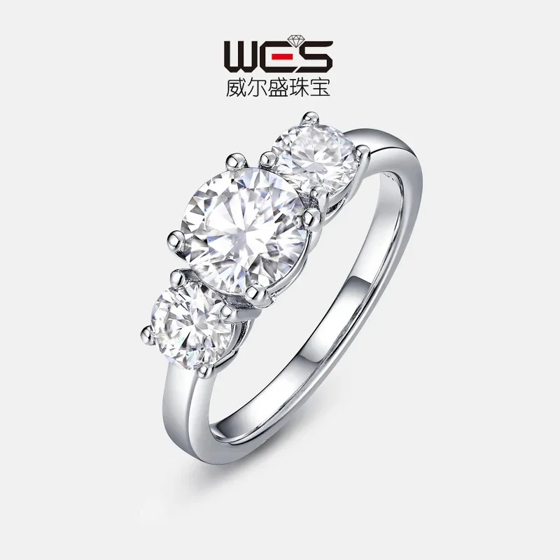 18K Gold Color Baby Stone PT950 Platinum Moissanite Ring Three Lives and Three Generations Diamond Ring for Women