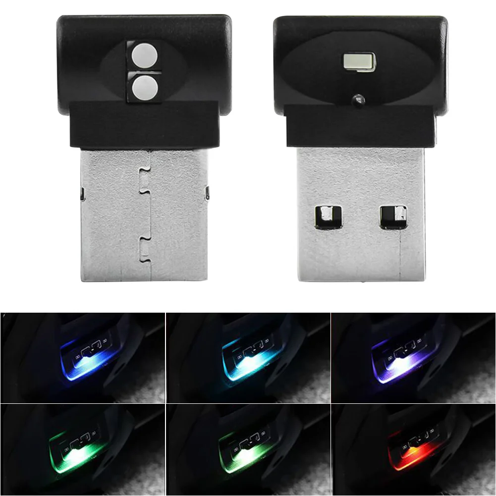 Mini USB Car Foot Light PC Auto Interior 7 Colors RGB LED Atmosphere Light Decorative Lamp Plug And Play Emergency Lighting