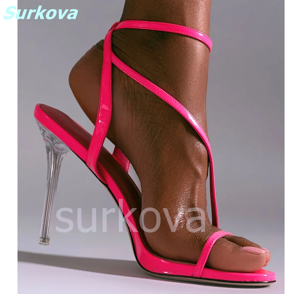 

Transparent Heel Sandals Round Toe Ankle Buckle Strap Thin High Heels Stilettos Fashion Beautiful Sexy Summer Women Party Shoes