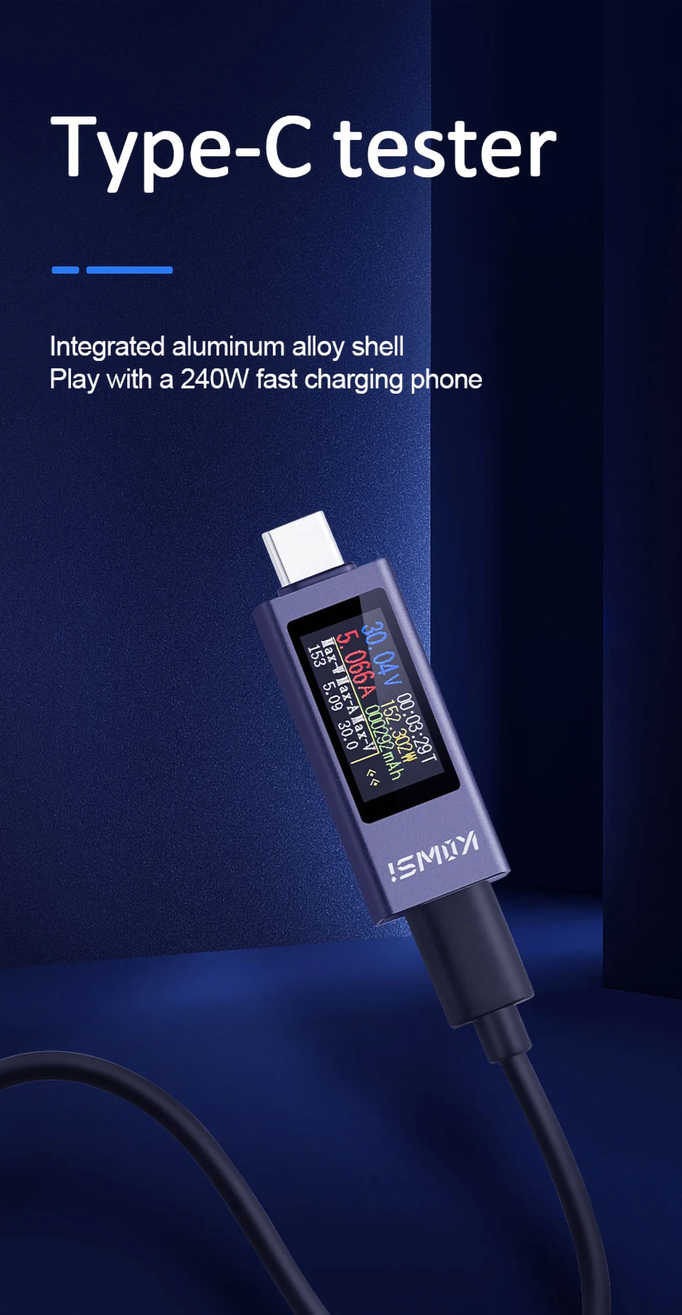 KWS-X1 4V-30V 12A Typ-C Tester Voltmeter Amperemeter TYPE-C Schnellladungserkennung Auslöser Kapazitätsmessung Rippelmessung – Detail 15