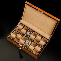 New Wood Watch Display With Lock Luxury Watch Case Storage Box With Image Top Quality Watch Box Watch Holder For Men