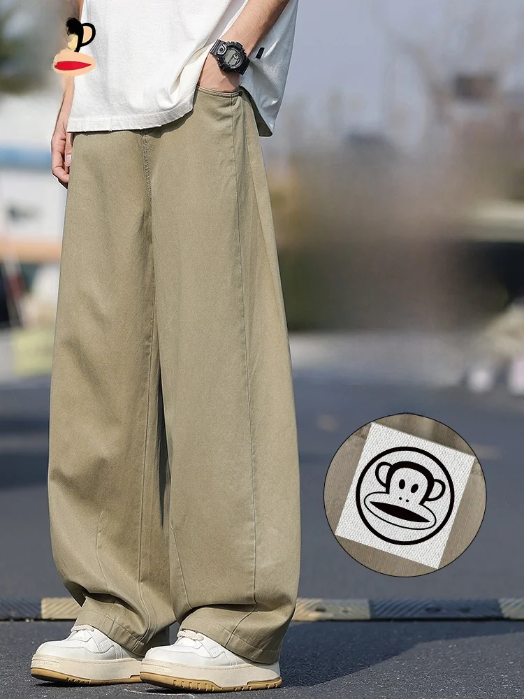 

PaulFrank Men's Casual Pants Spring Summer Thin Wide Leg Workwear Drapey Knife Comfortable Breathable Anti-Wrinkle