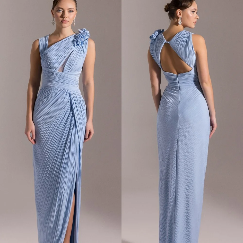 

Customized Modern Sleeveless Evening Dress Temperament Special Occasion Gowns Delicate Flowers Bridal Shawl Party Dresses