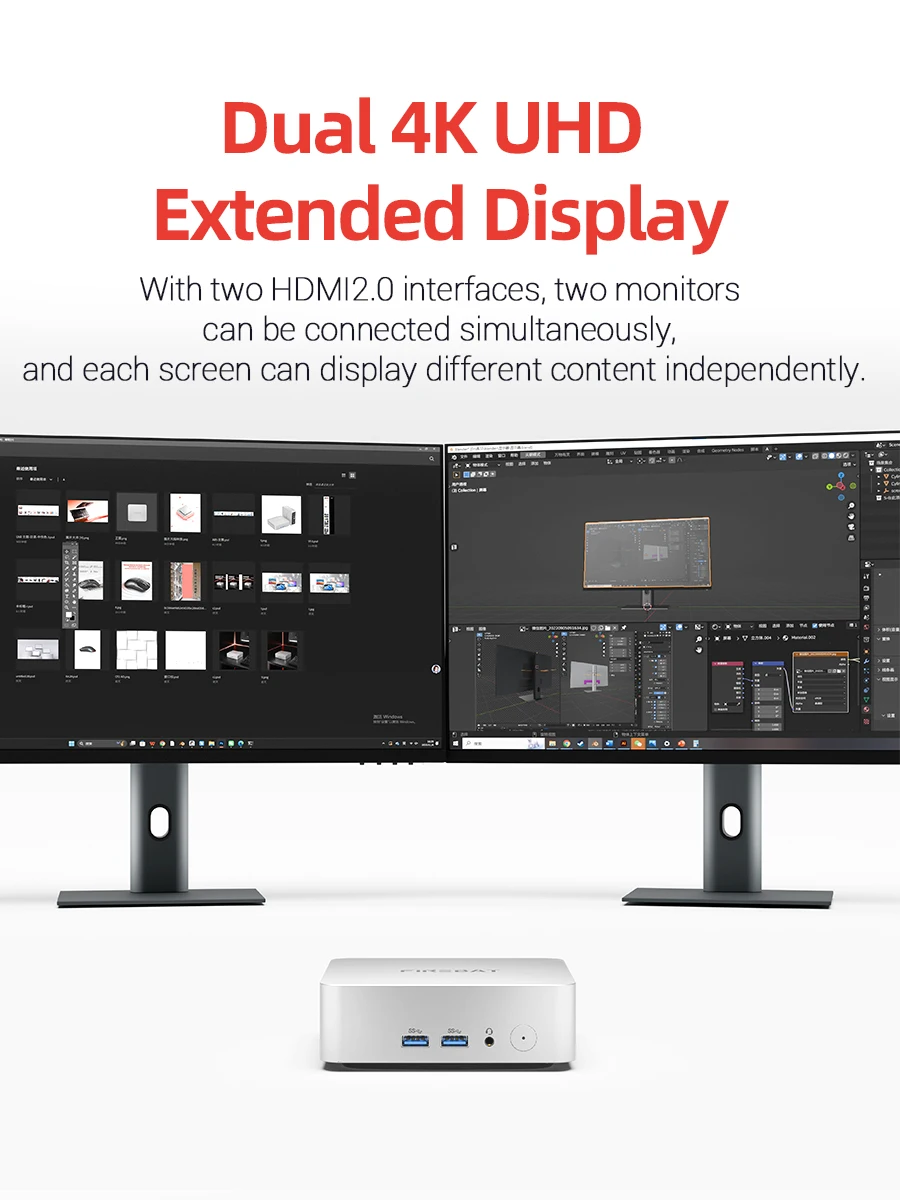 FIREBAT R2 كمبيوتر صغير AMD Ryzen 5 3500U (Beats N150/N97) 16GB RAM 512GB SSD أجهزة كمبيوتر مكتبية صغيرة WIFI6 BT5.2 شاشة مزدوجة 4k #4