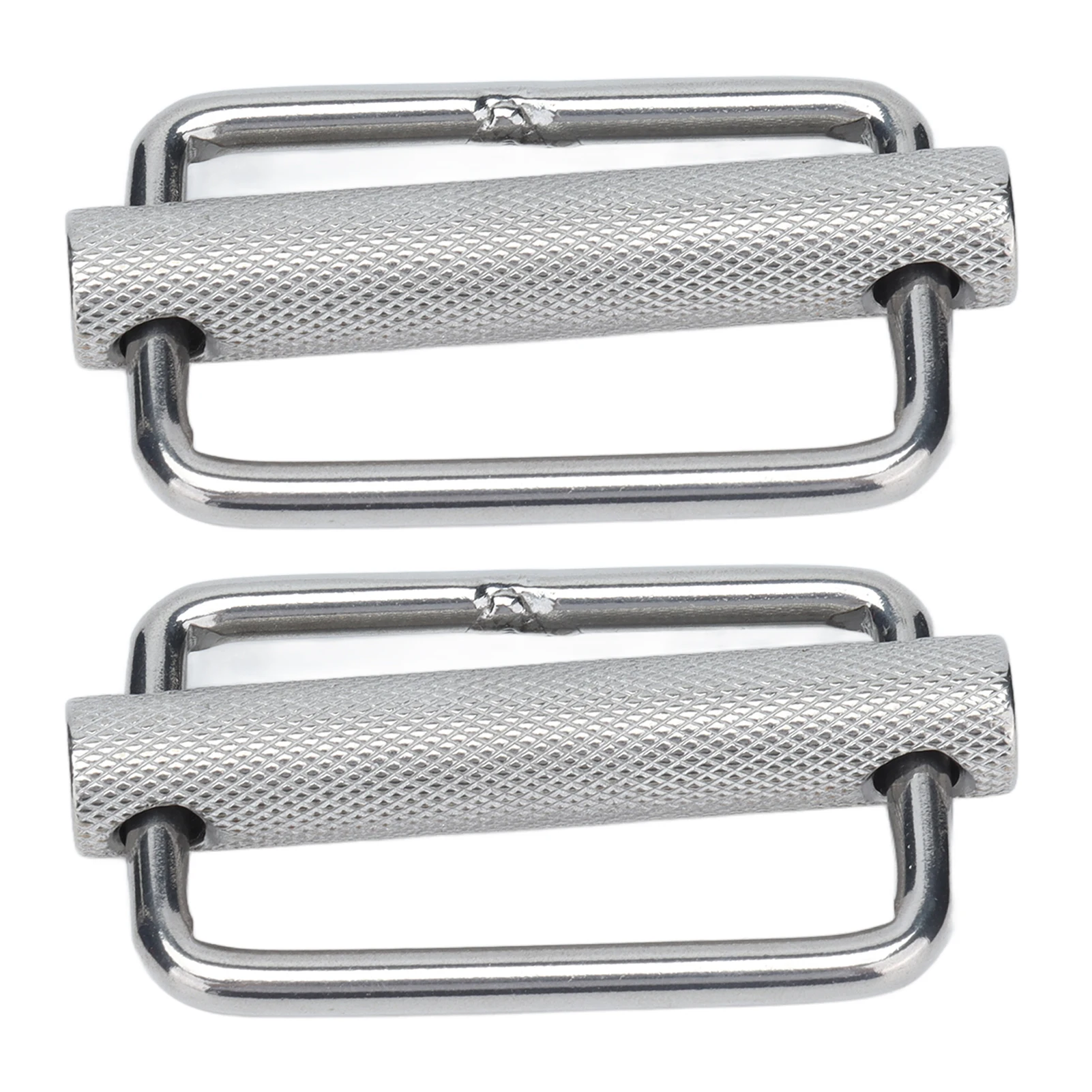2Pcs Slide Buckle 316 Stainless Steel Rectangle Adjustable Knurled Roller Belt Buckles50mm