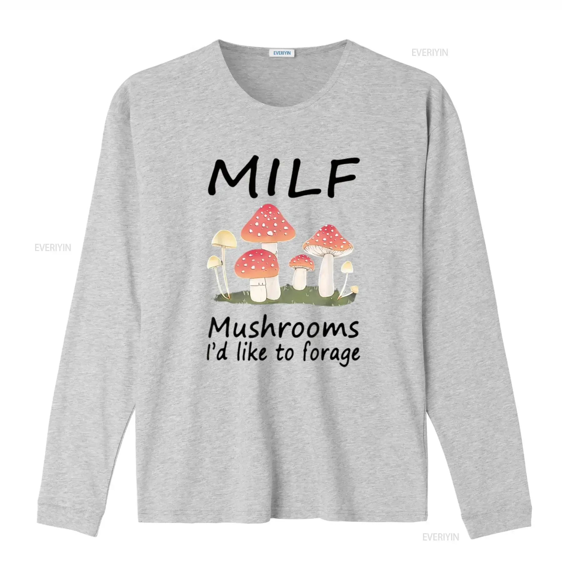 M I L F الفطر d Like To Forage الملابس النسائية تي شيرت أبيض عتيق مغسول مريح للتنفس ناعم أنيق أوم