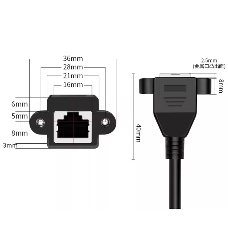 90 Degree 8P8C FTP STP UTP Cat5 RJ45 Male to Female With Screw Hole Extension Cable LAN Ethernet Network for Computer Router