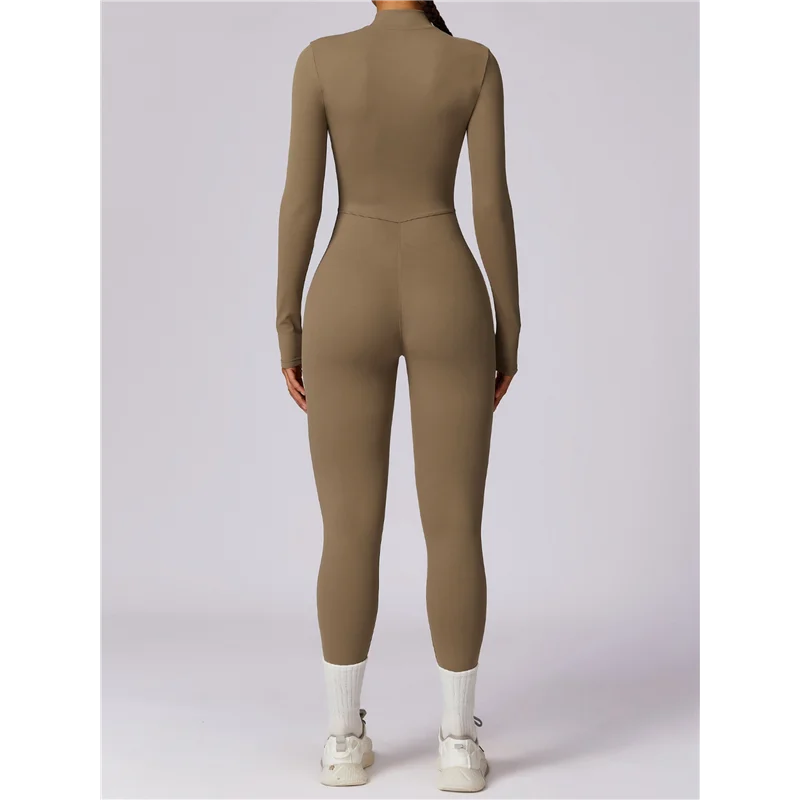 بدلة قفز نسائية بأكمام طويلة للتمرين من FX-Women مع سحاب سفلي وسروال ضيق #2