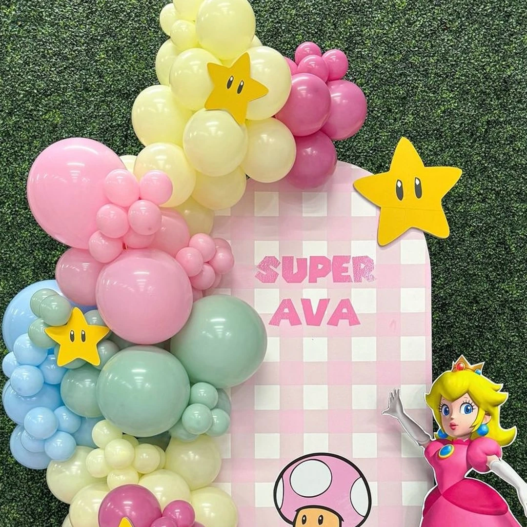 145pcs Disney Peach Princess Themed Balloon Arch Kit Macaron Red Yellow Blue Latex Ball Girl Birthday Party Decor Baby Shower