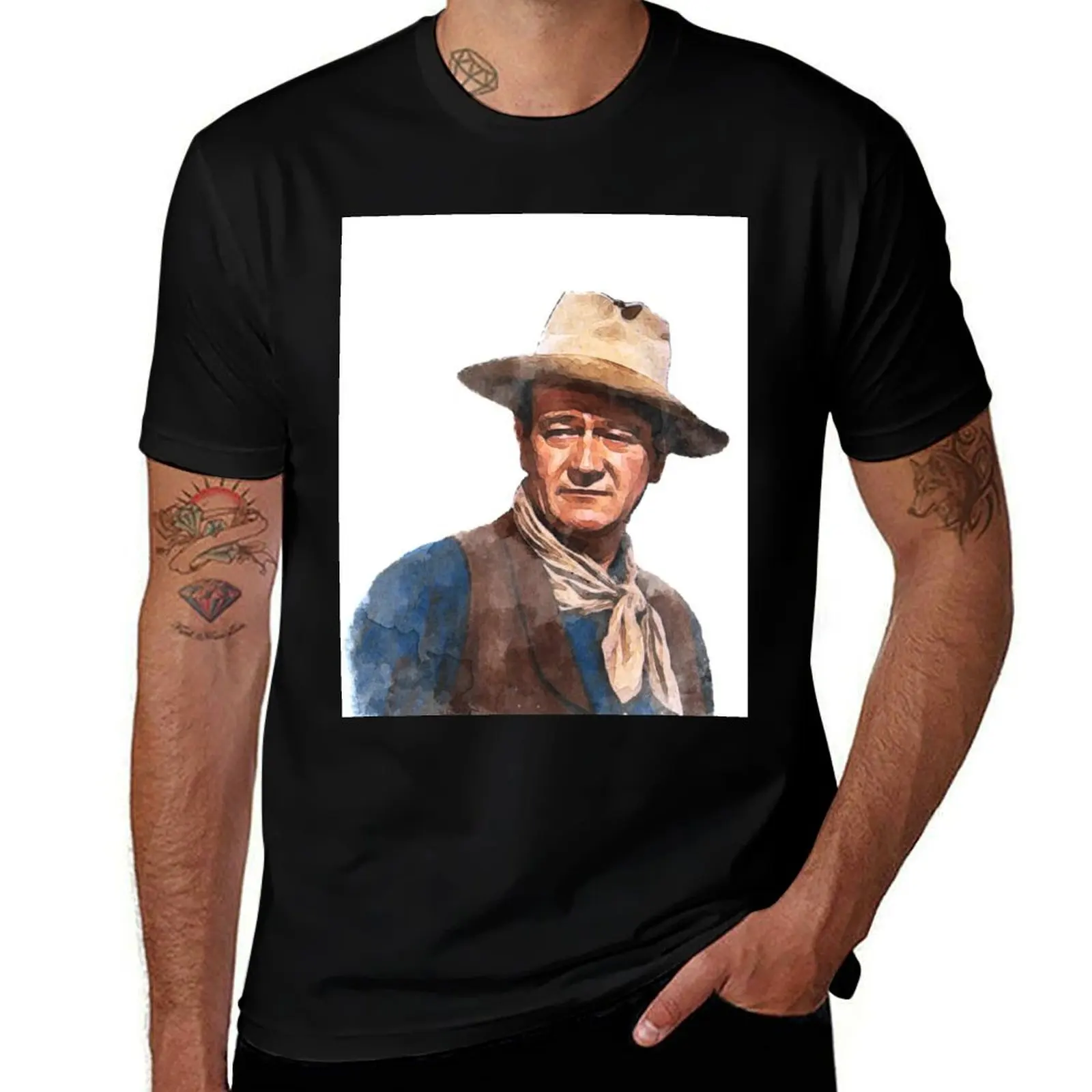 

John Wayne The Duke - Watercolor T-Shirt Louboutins designer shirts men t shirts high quality