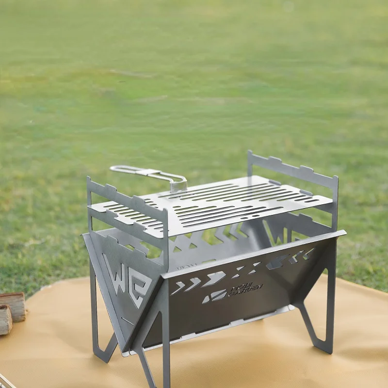 Exquisite Camping Outdoor Picnic Tools Portable Folding Stainless Steel Wood Stove Detachable Barbecue Grill