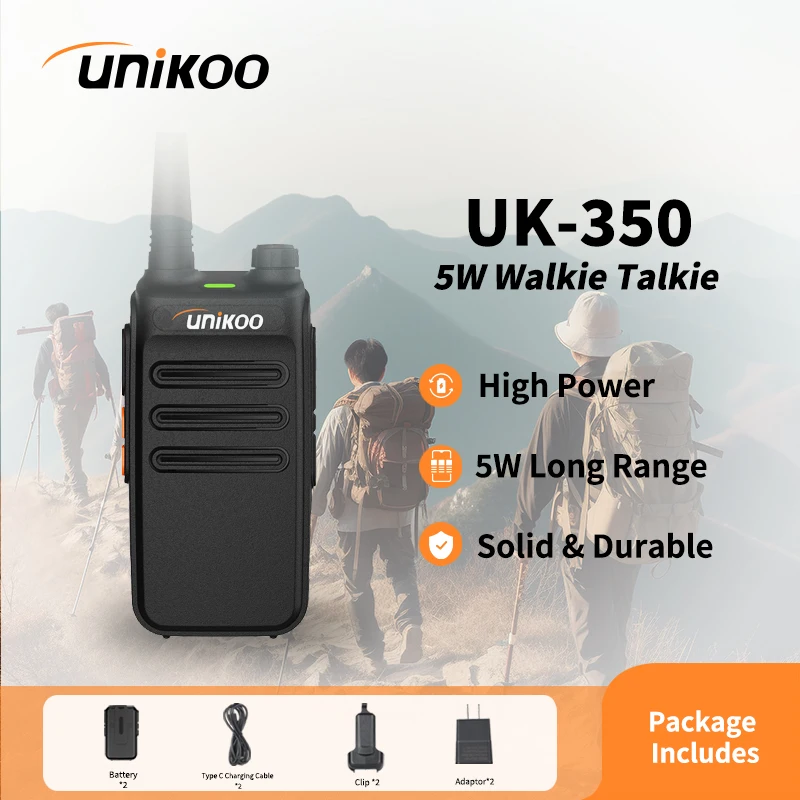 

UNIKOO UK350 5W Walkie Talkie Long Range 3-5Km Powerful 1pc or 2pcs Durableht Two-way Radio Transceiver for Camping