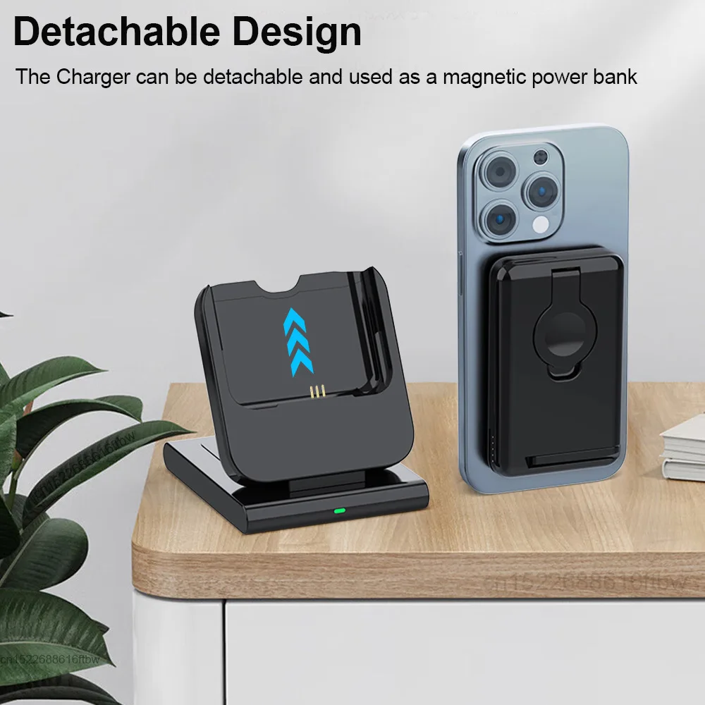 Magnetic 5000Mah Power Bank 3 in 1 Wireless Charger for iPhone 16 15 14 Pro Max Auxiliary External Battery for Apple Watch W17