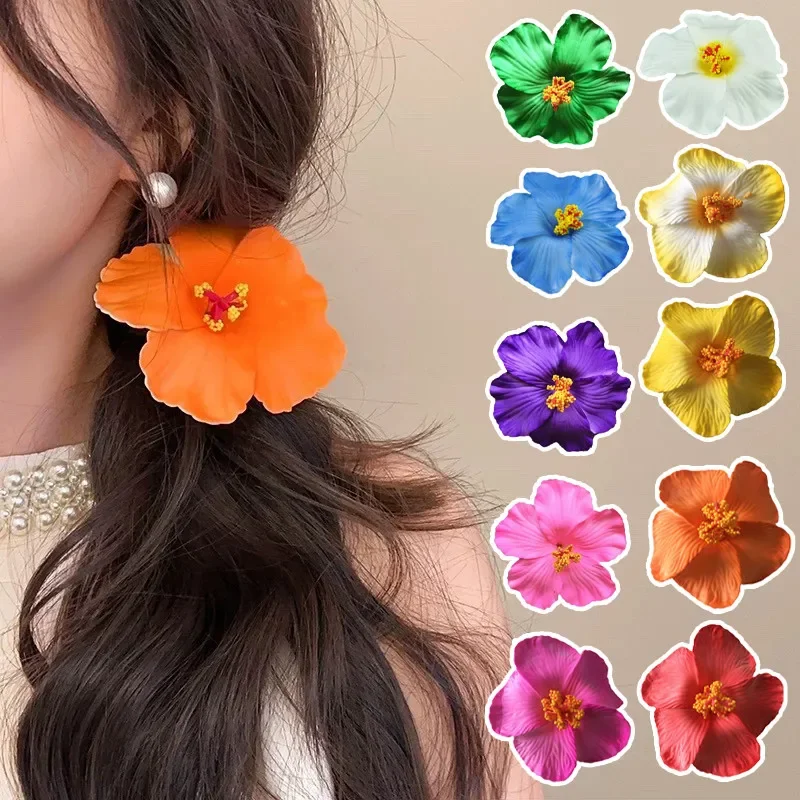 

Flower Hair Clips Hawaiian Plumeria Hibiscus Flowers Barrettes Bridal Hairpins Rose Hairpin Jewelry Summer Beach Travel Gifts