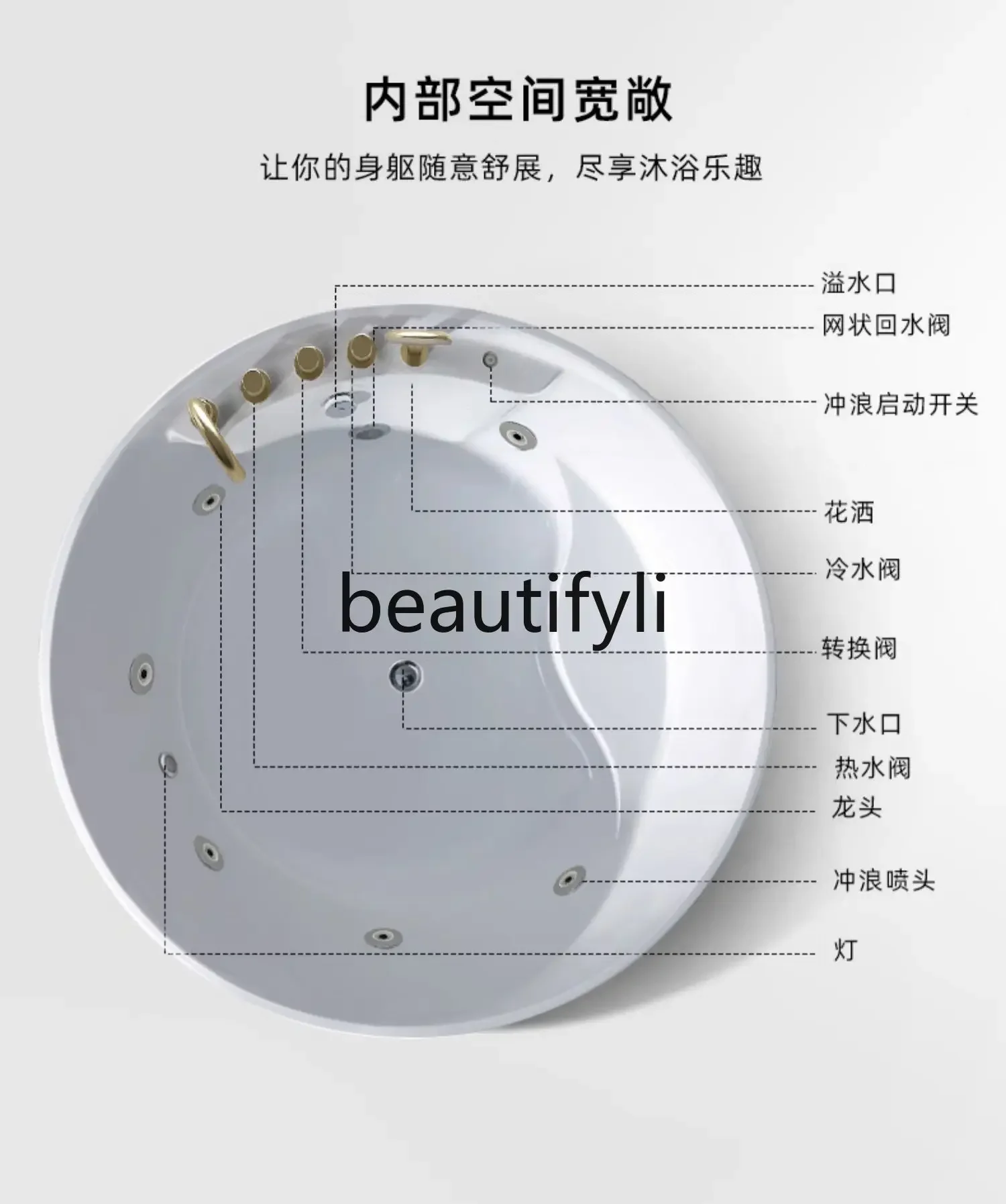 Asmt14 صنبور ذهبي مستدير ذو حافة رفيعة من الأكريليك المتنقل بين الوالدين والطفل #4