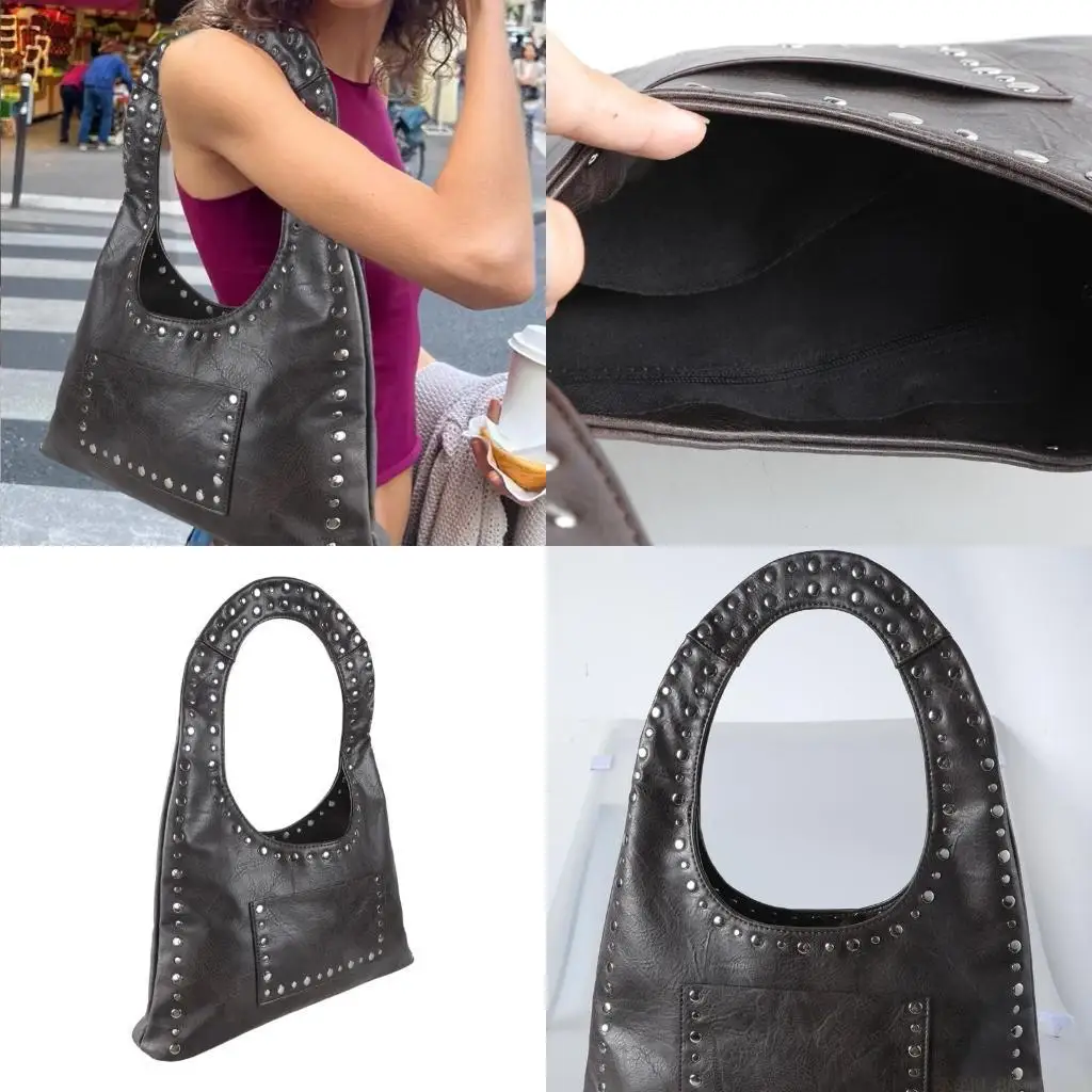 

X90D European Handbag Motorcycle Styles PU Leather Shoulder Bag for Office Work