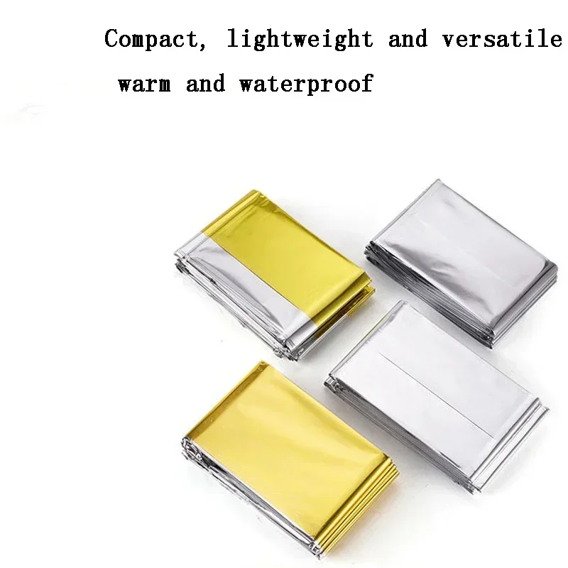 4PcsOutdoor First Aid Insulation Blanket Windproof Waterproof Sunscreen Multi-functional PET Survival Blanket Is Easy To Carry