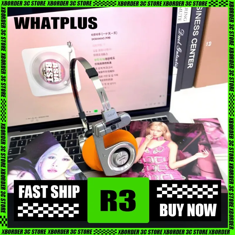 

WhatPlus RETRO R3 Bluetooth наушники с креплением на голову, беспроводные, 65 г, легкие, 40 мм, динамический блок, наушники, компактная женская камера