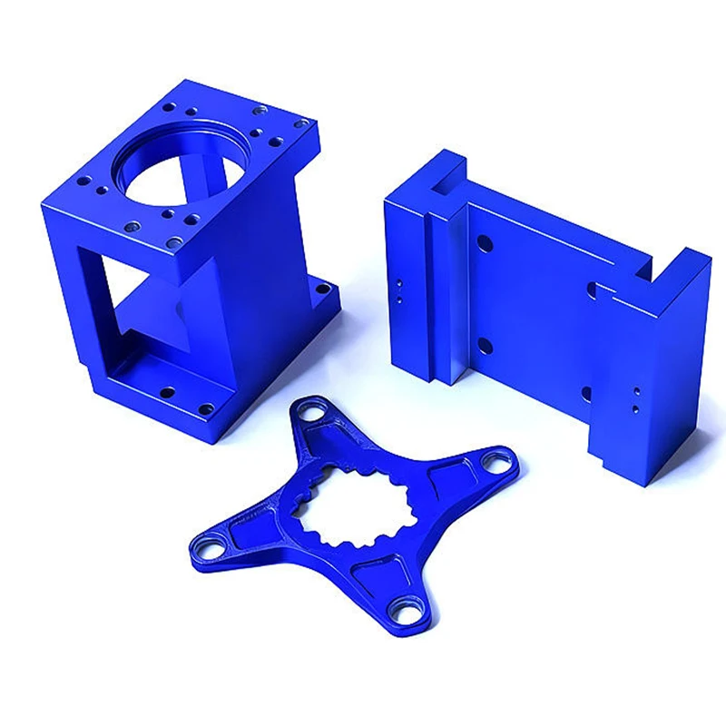 

High Quality OEM Service CNC Small Part Custom Anodized Blue Aluminum Alloy Mechanical Support Assembly