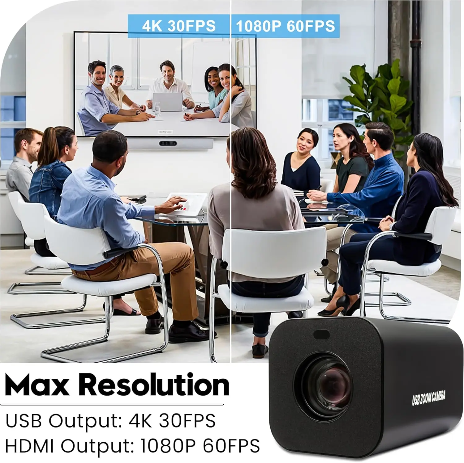ELP 4K HDMI USB Camera 12X Zoom PC Webcam Autofocus Infrared Remote Control H.265 Web Camera for Video Conference/Live Streaming