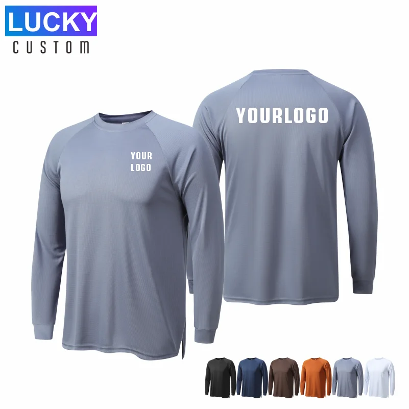 

Custom DIY Men Long Sleeves O-Neck T-shirt Solid Color Fitness Muscle Joggers Bodybuilding Breathable Quick Dry Top Shirt Jersey