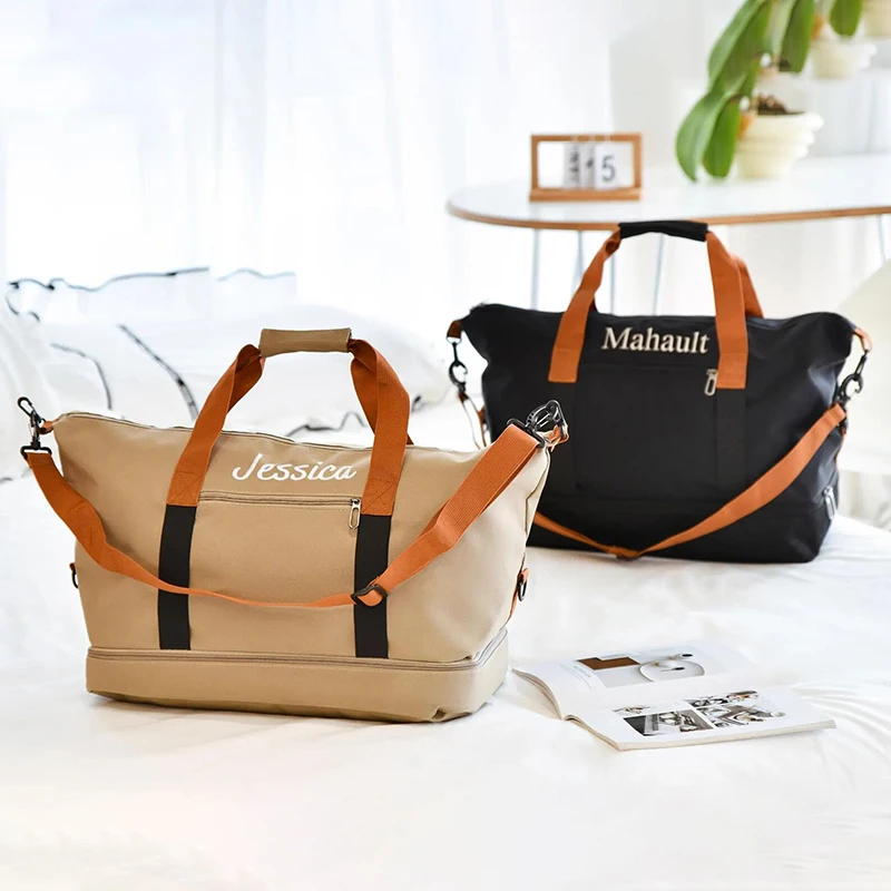Custom Embroidery Travel Duffel Bag Gift Bride Groom Weekender Bag Wedding Honeymoon Gifts for Couples Valentine Bridal Shower