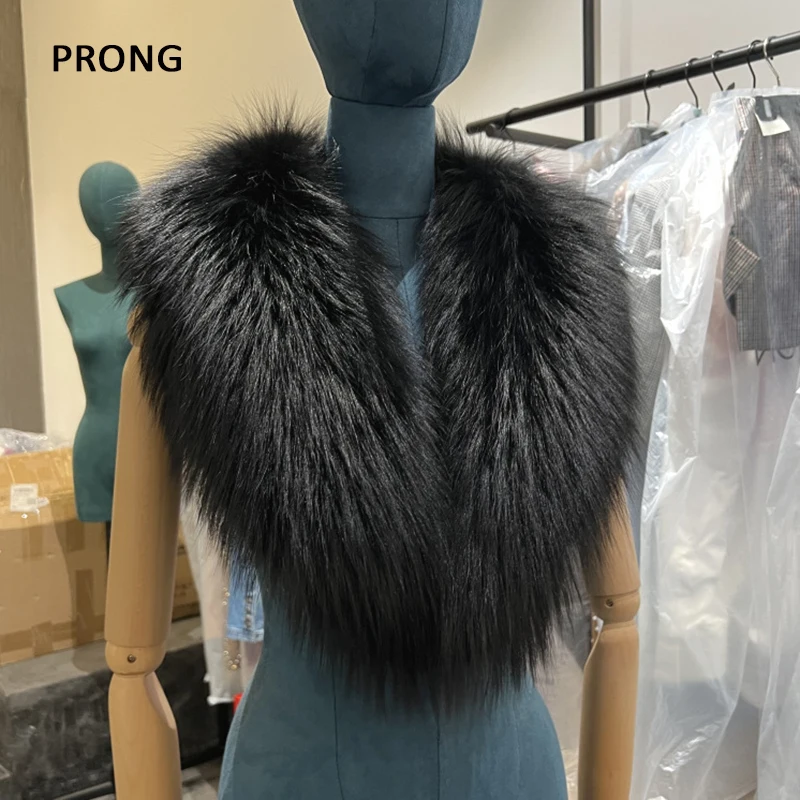 Natural Raccoon Fur Collar Real Fur Scarf Women Winter Luxury Neck Warmer Fur Shawl Wraps Scarves Men Coat Jacket Furry Collars