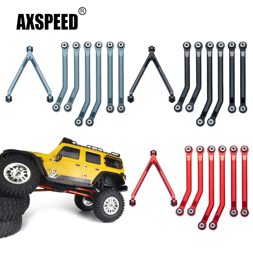 AXSPEED Zestaw łączników podwozia ze stopu aluminium o wysokim prześwicie do Axial SCX24 C10 Wrangler Bronco 1/24 RC Crawler Car Truck Model Part