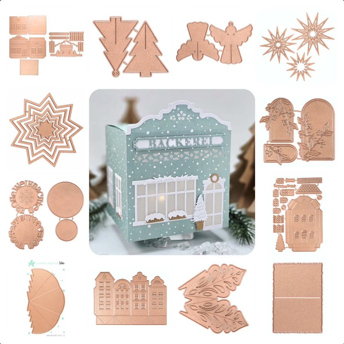 Heikes Häuserreihe Bakery Box Steck Engel 12-pointed Star Set Cutting Dies for New 2025 Chirstmas Scrapbooking Card Craft