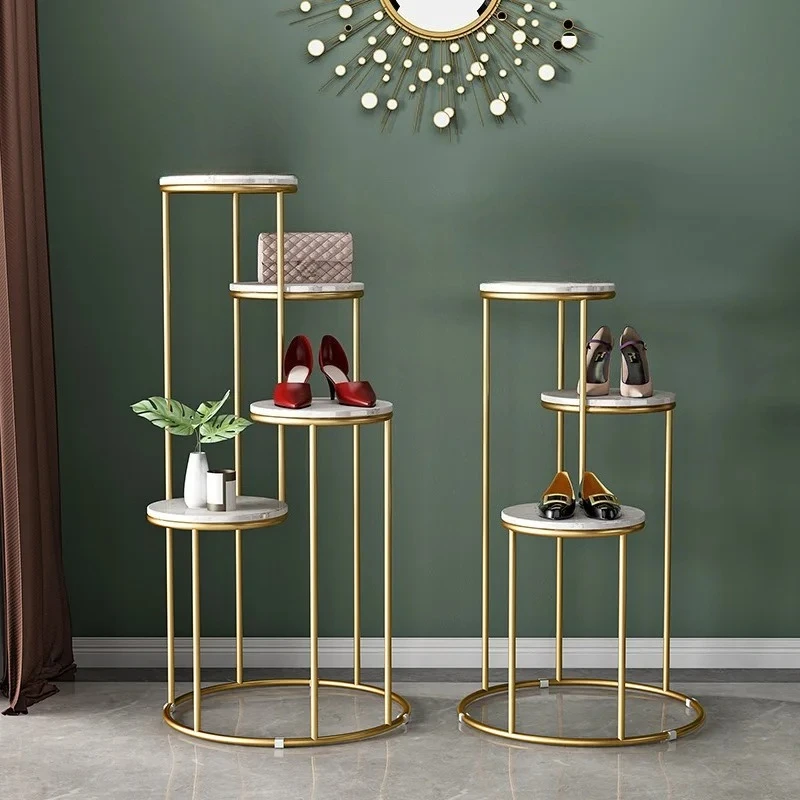Clothing store display stand, window display stand, high and low shoes and bags display stand, decorative marble, middle island