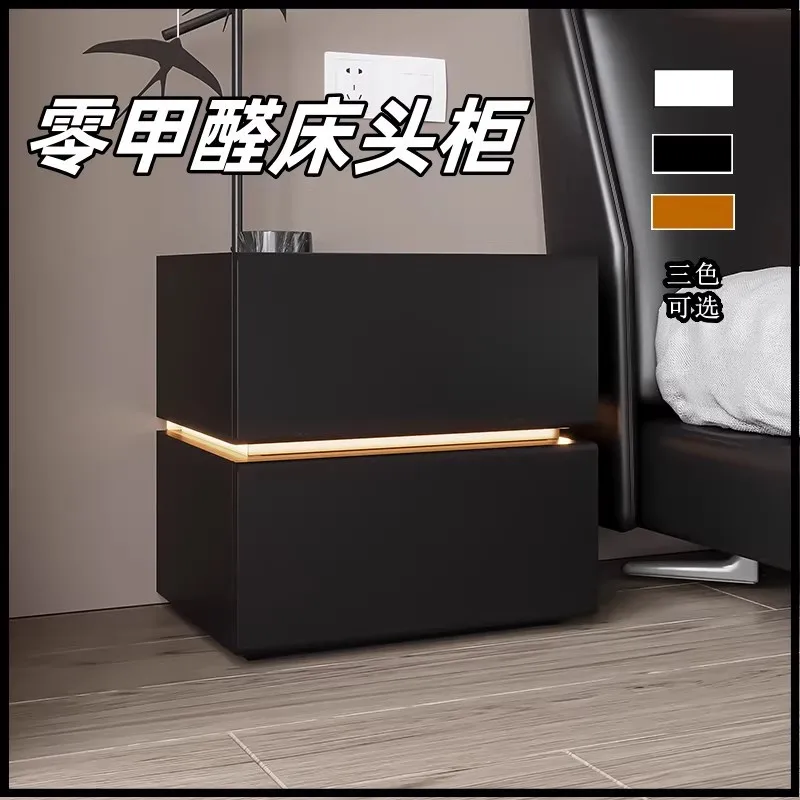 Steel bedside table household bedroom wrought iron light  high-end bedside table modern simple formaldehyde-free with draw