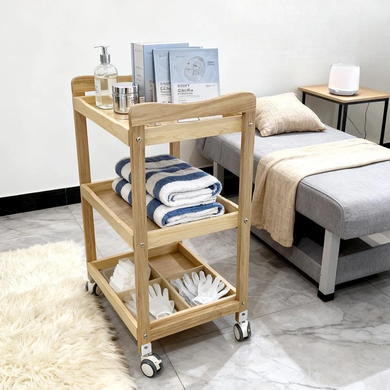 

Съемная тележка для салона красоты, легкая роскошная тележка для инструментов из массива дерева, мебель для маникюра и ресниц Werkzeugwagwen XY40GJC