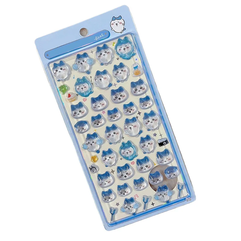Schattige Cartoon Chiikawa 3D reliëf stickers Kawaii Seal Puff DIY decal sticker voor scrapbook laptop telefoonhoesje kristallen stickers