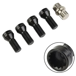 4Pcs/Set M14×1.25 Black Wheel Locking Lug Bolt Nut+Key 36136776076# For BMW X3/X5/E70/E71/F20/F25/X5/X6 Car Accessories