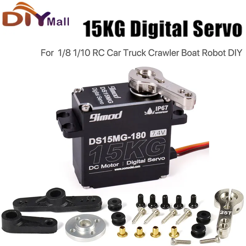 

DS15MG 15KG Waterproof Servo 180 270 Degree Full Aluminum Case Metal Gear High Torque For 1/8 1/10 1/12 RC Car Robot Boat