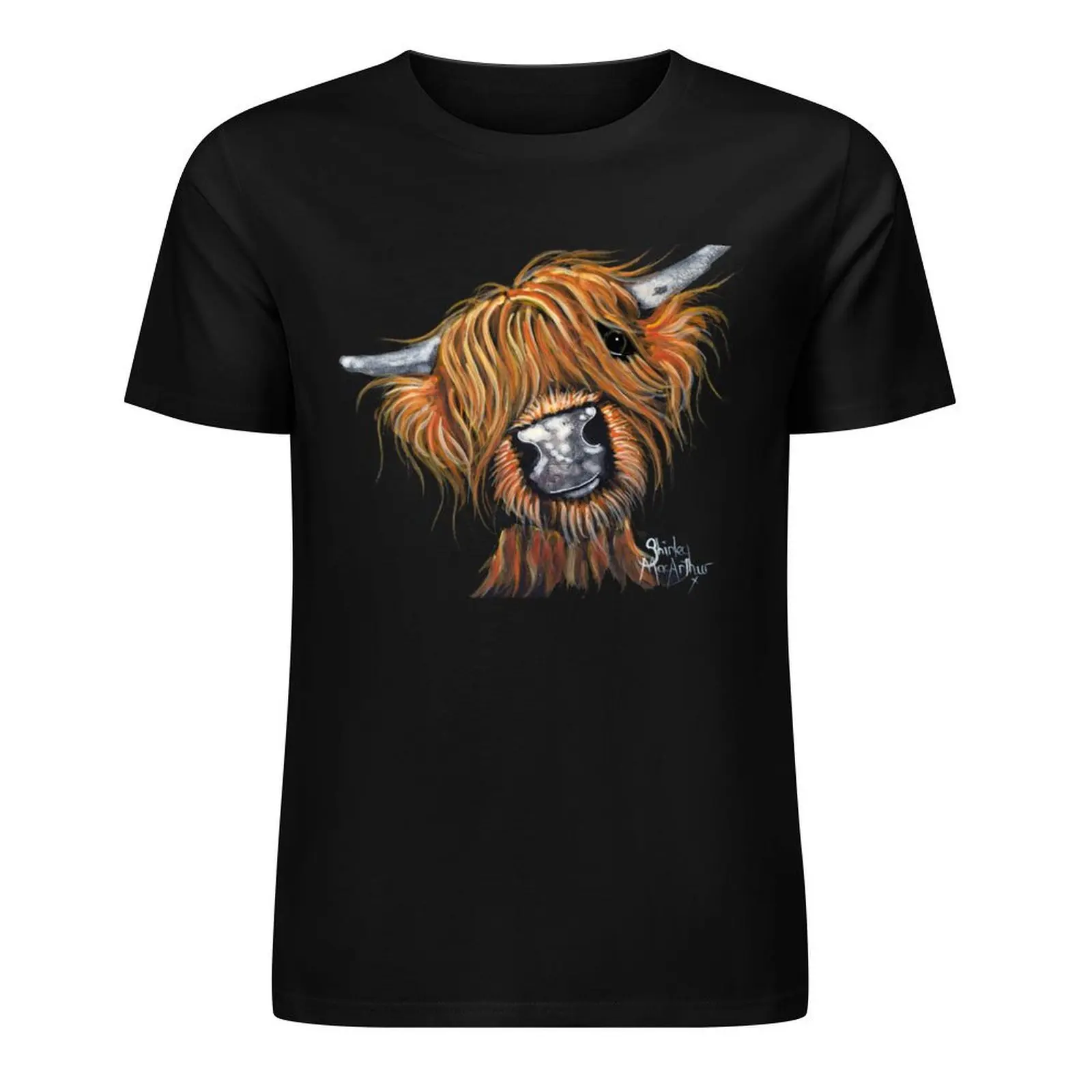 

Scottish Highland Cow ' JIMMY ' by Shirley MacArthur T-Shirt street wear customs mens graphic t-shirts funny